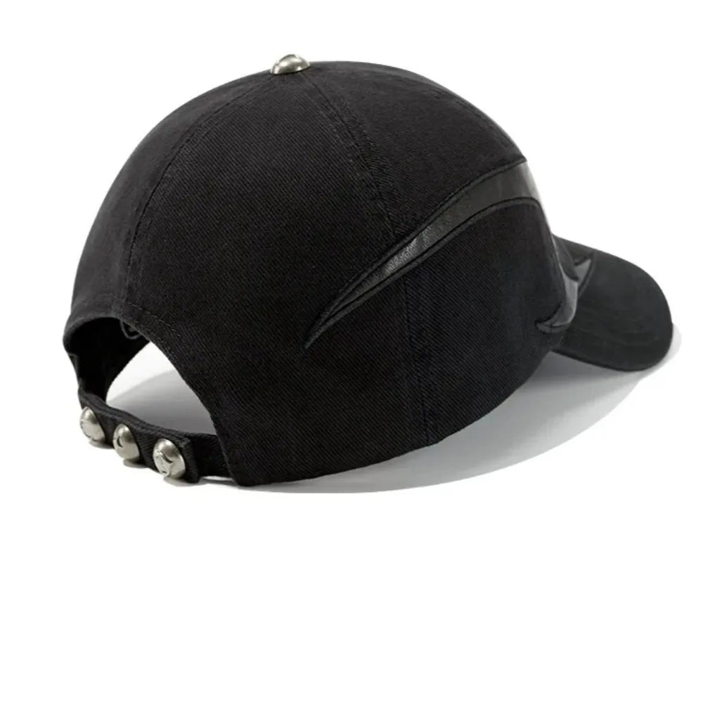 Dark Flame Embroidered Denim Baseball Cap - Washed Distressed Trucker Hat