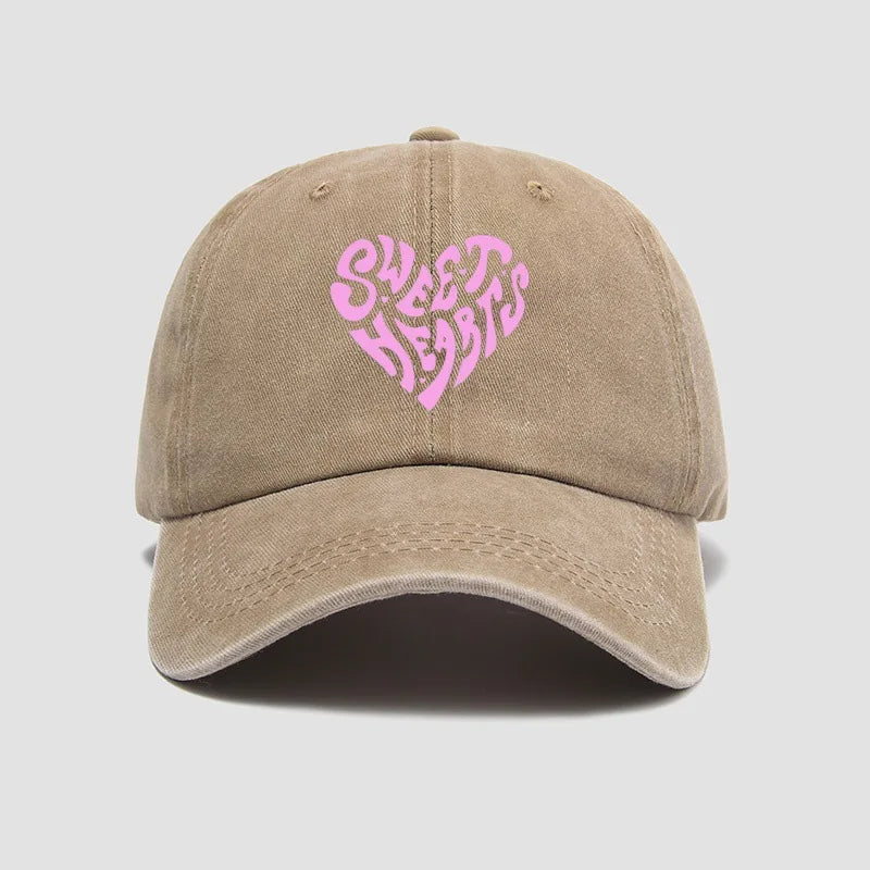 Pink Heart-Shaped Letter Printed Baseball Cap