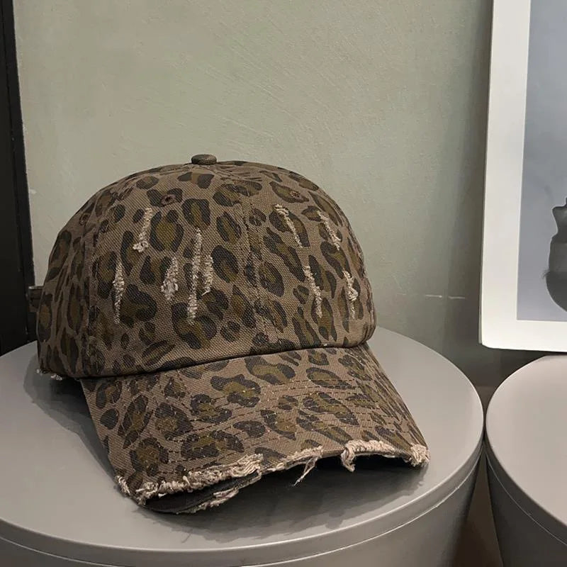 Leopard Print Baseball Cap, Female street Personality, Retro Vintage