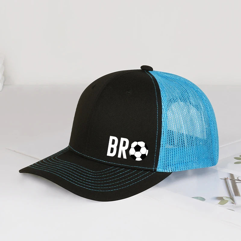 Bro Soccer Print Mesh Baseball Cap Unisex Sports Sun Hat For Men