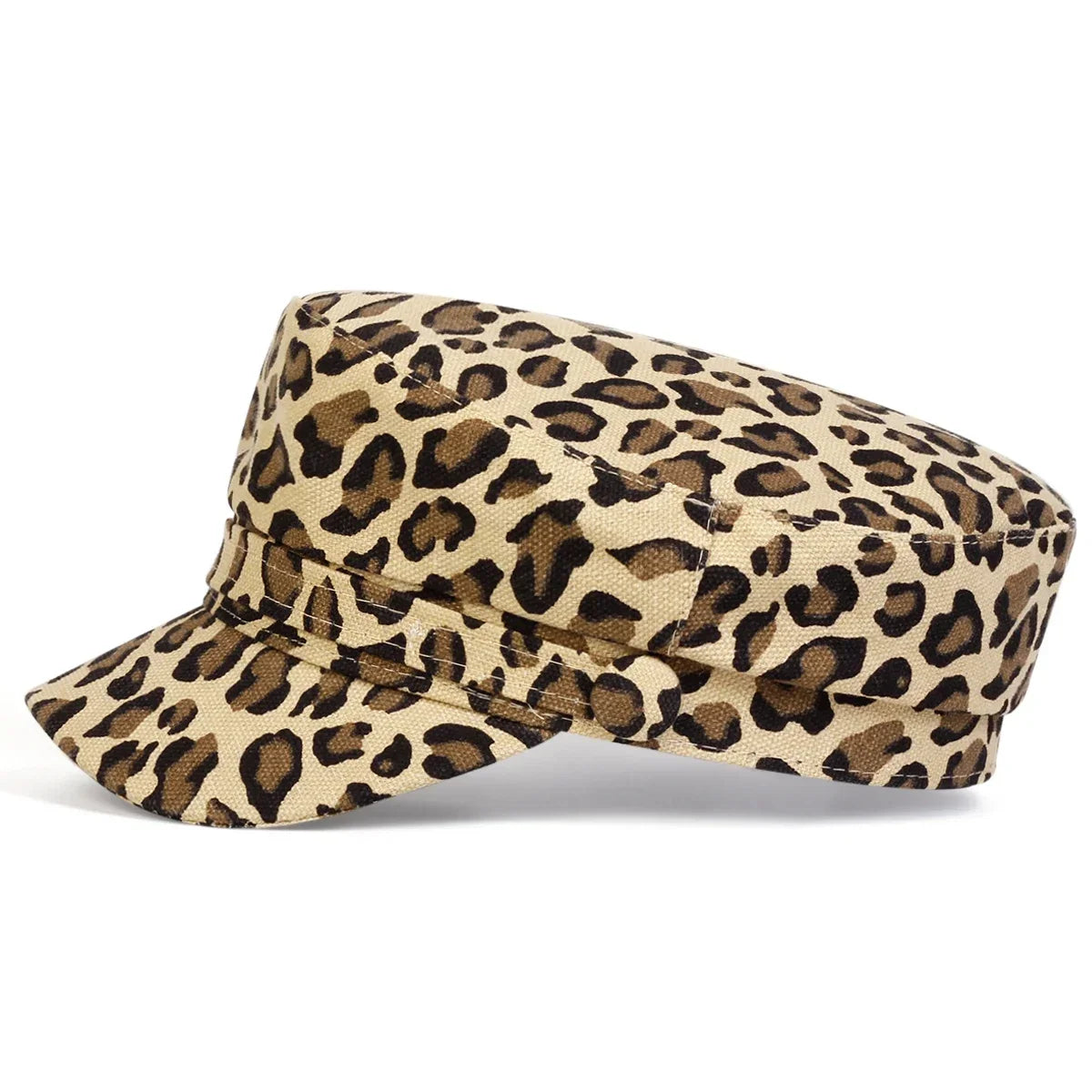 Unisex Leopard Print Personality Military Hats Flat Top Baseball Caps