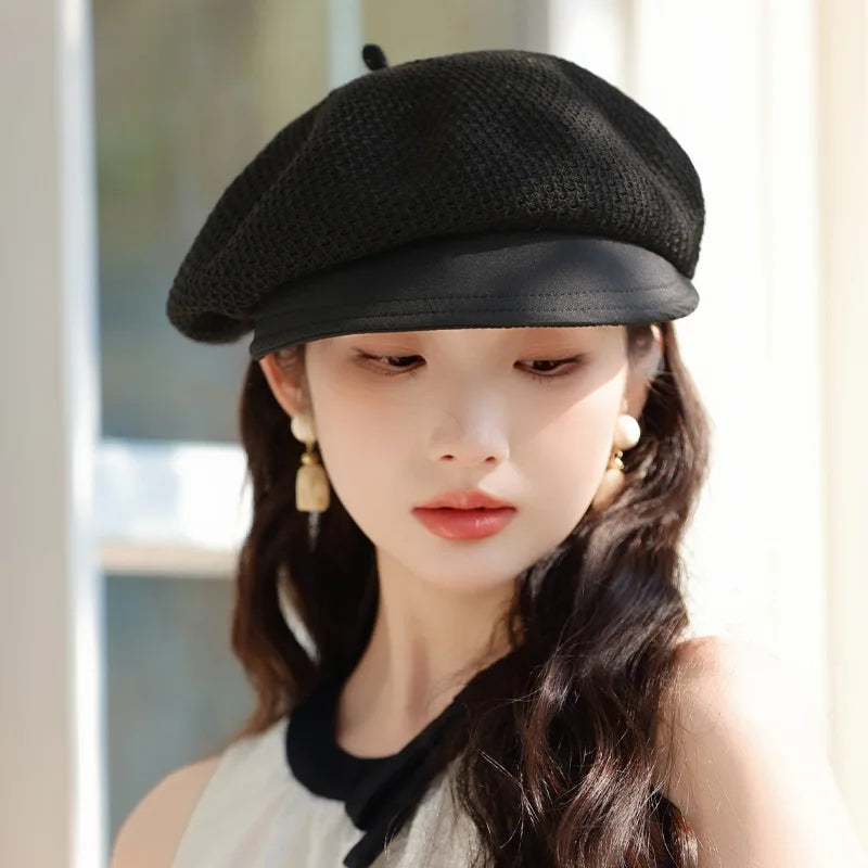 Summer Mesh Berets For Women Hollow Breathable Octagonal Cap