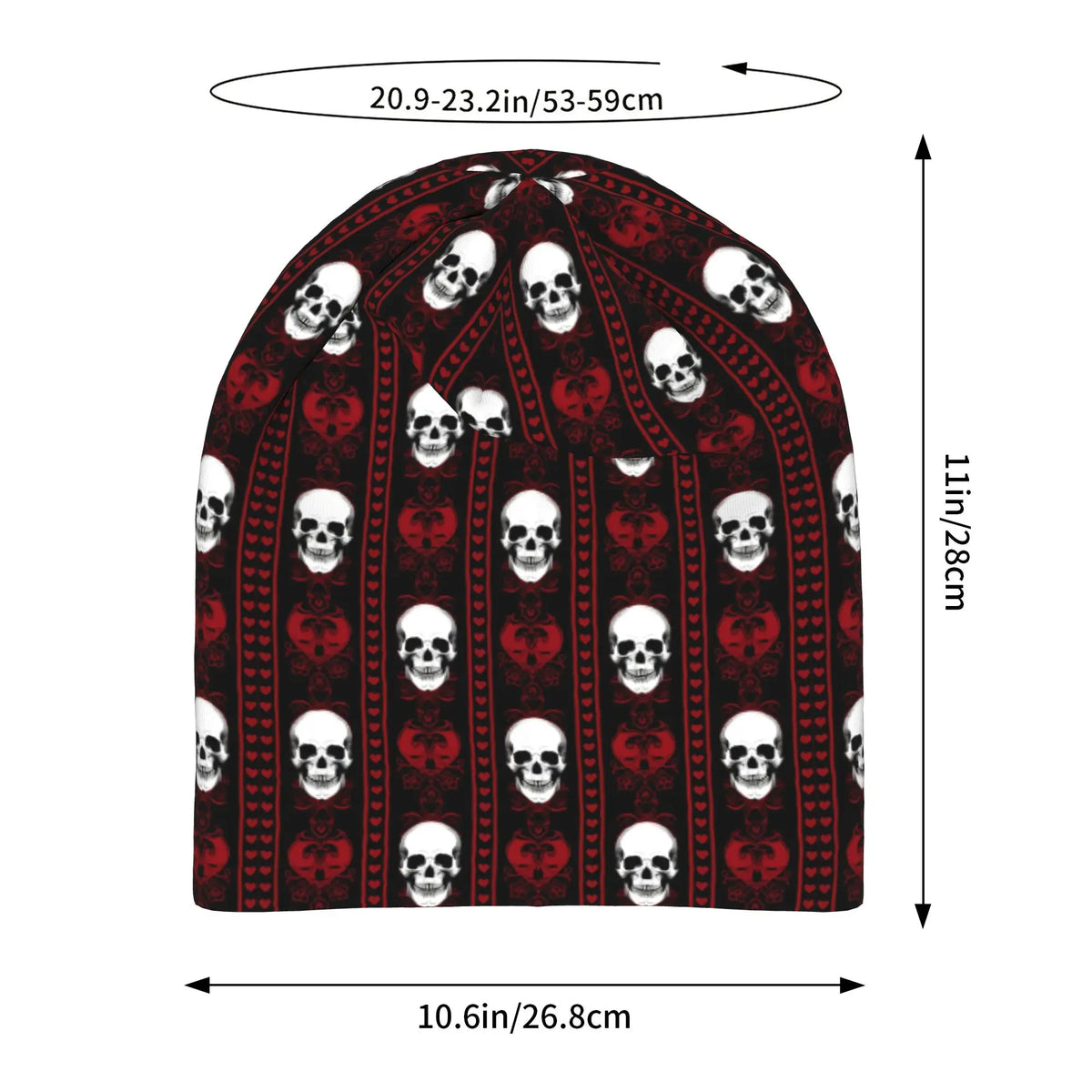 White Skulls Red Pattern Bonnet Hats Beanie Hats Graphic Knitting Hat