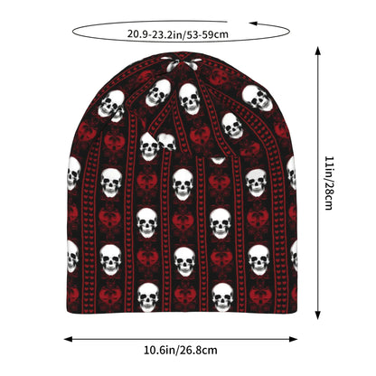 White Skulls Red Pattern Bonnet Hats Beanie Hats Graphic Knitting Hat