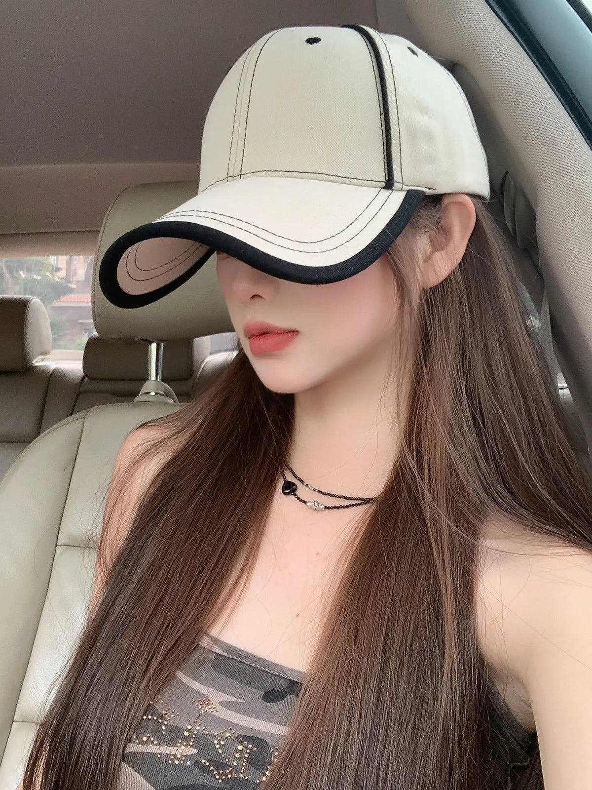 Korean Light Plate Contrasting Color Baseball Cap Fashion Shows Small Face