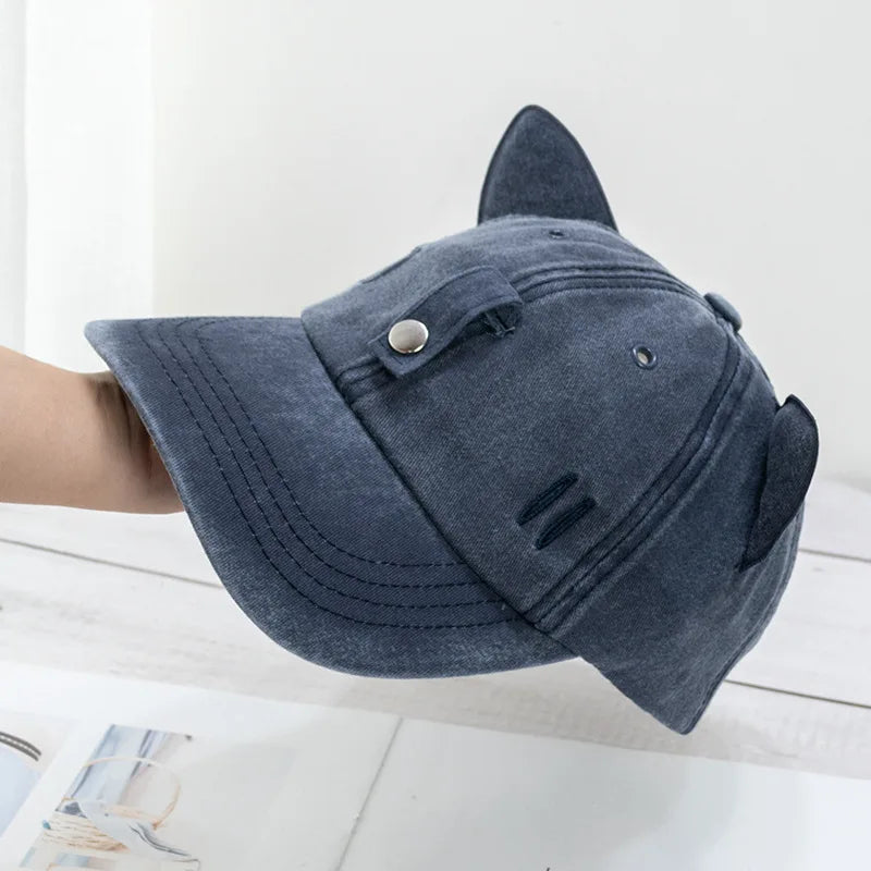 Cat Ears Sunglasses Baseball Cap Y2K Cotton Washed Women And Men