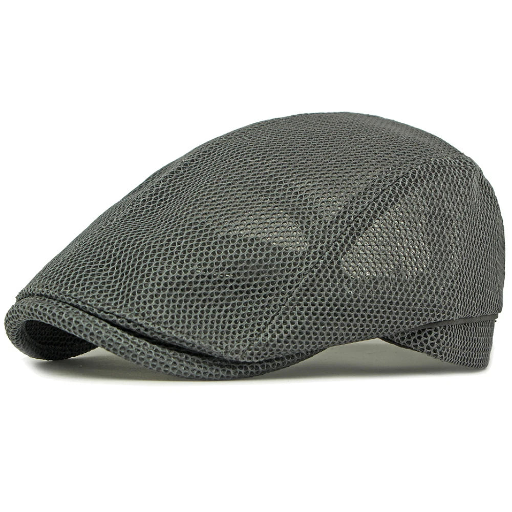 Men Women Breathable Mesh Trucker Cap Solid Plain Ivy Flat Cap Male Female Berets