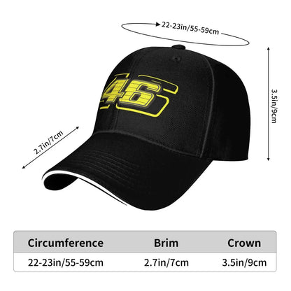 Letter 46 Print Baseball Cap Unisex Sandwich Hat Vintage Outdoor Summer
