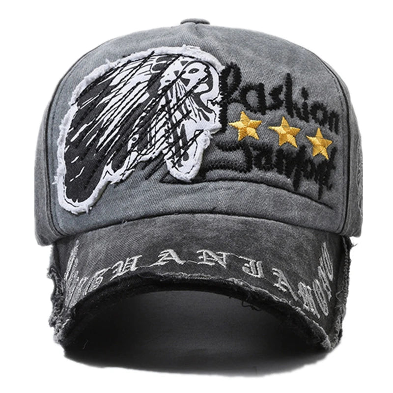 Unisex Washed Cotton Vintage Cap Letter Embroidery Baseball Cap Men And Women