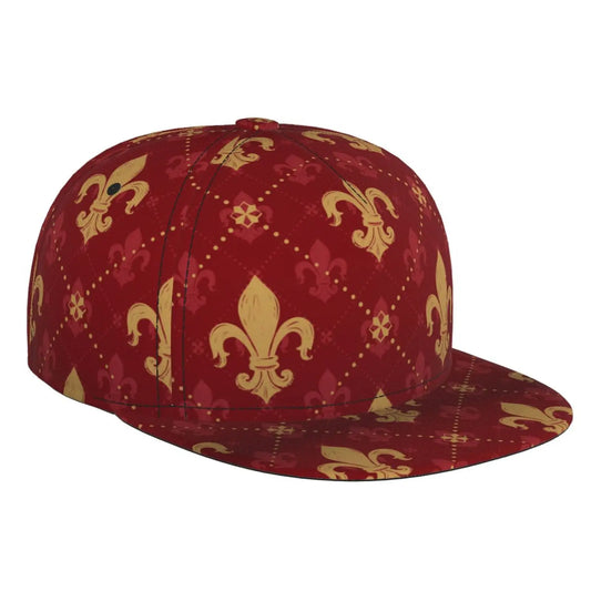 Coat Of Arms Red Lily Flat Brimmed Hat Street Skateboarding Hip Hop Hat