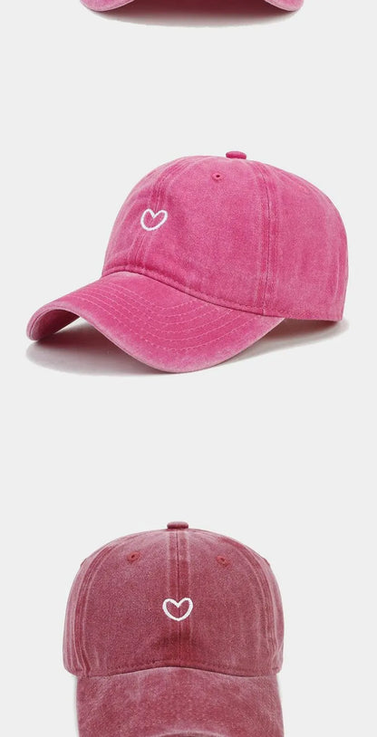 Hat New For Women Men Washed Cotton Baseball Cap Soft Top Embroidered Love Retro