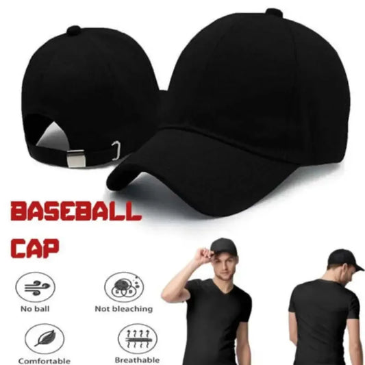 Black Baseball Cap for Men & Women - Cotton Sports Hat for Casual Summer Wear
