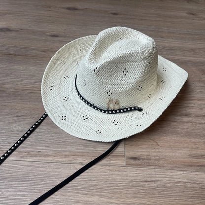 2026 New Cowboy Straw Hat, Wide Brim Western Sun Cap