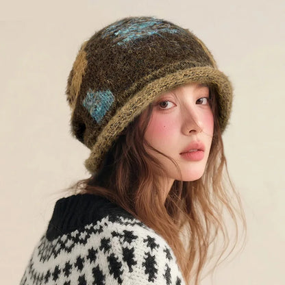 Korean Retro Knitted Stacked Hat Ladies