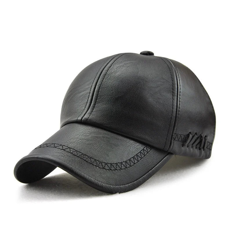 Spring Autumn Winter Dad Leather Caps Outdoor Leisure Baseball Cap Middle Aged Old Men Hat For Male