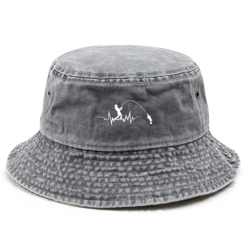 Customize Fishing Bucket Hat Cotton Washed Distressed Fishing Drawing Outdoor Sun Hat for Men