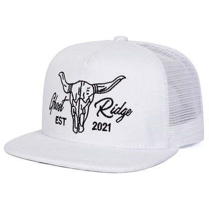Unisex Ox Head Letter Embroidery Hip-Hop Net Hats Spring Summer