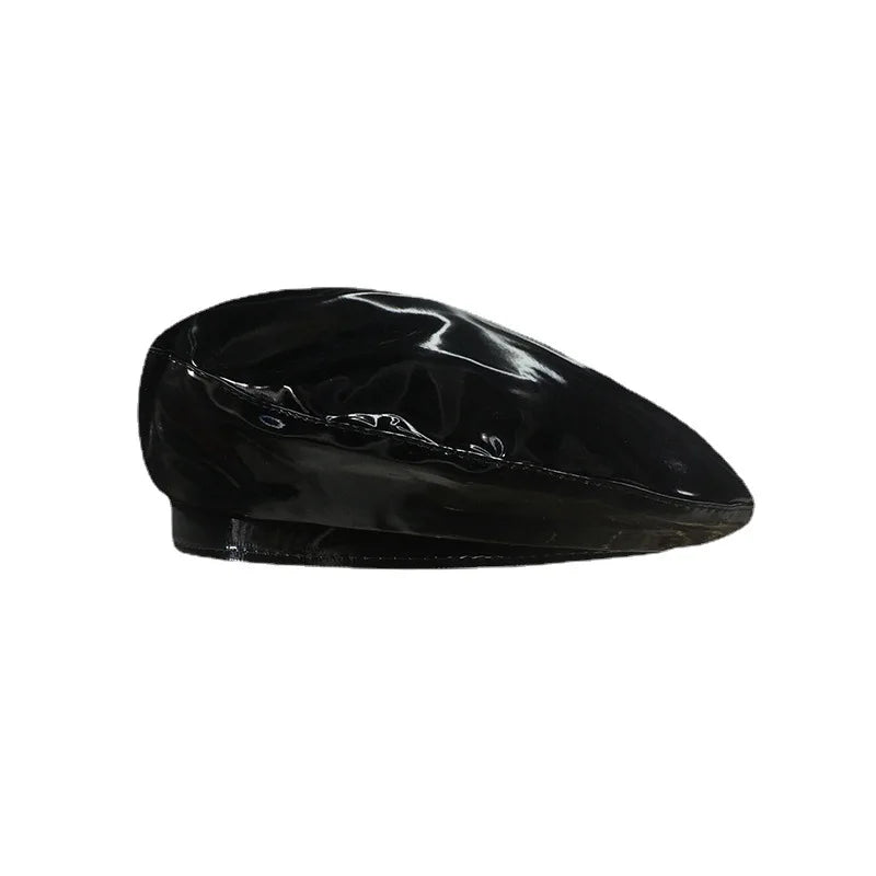 Korean Pu Bright Leather Beret Spring And Summer British