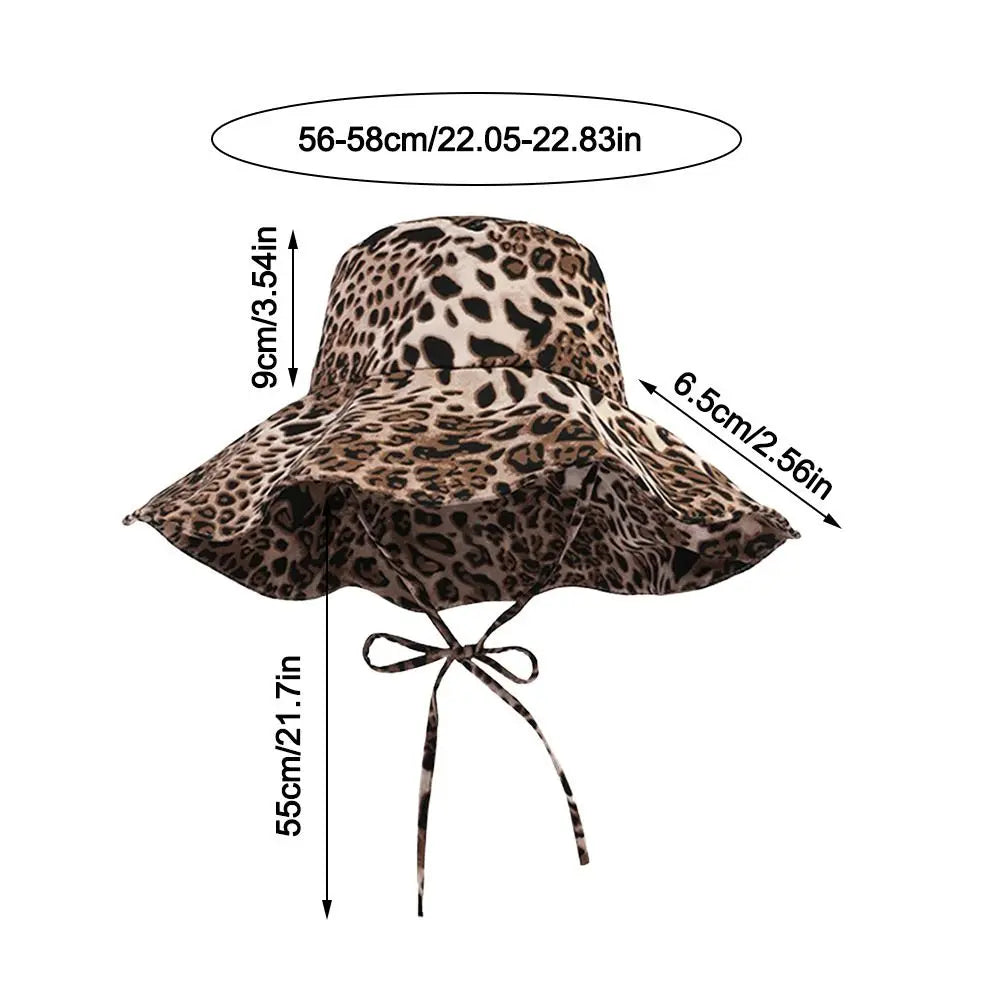 Black Dot Bucket Hats Leopard Print UV Protection Fisherman's Hat