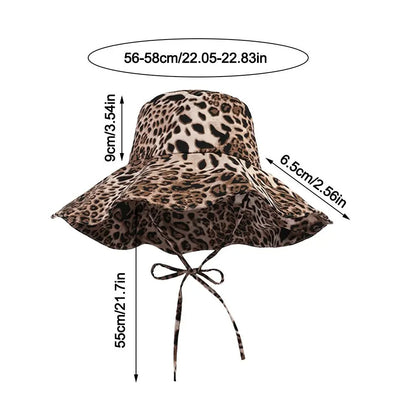 Black Dot Bucket Hats Leopard Print UV Protection Fisherman's Hat
