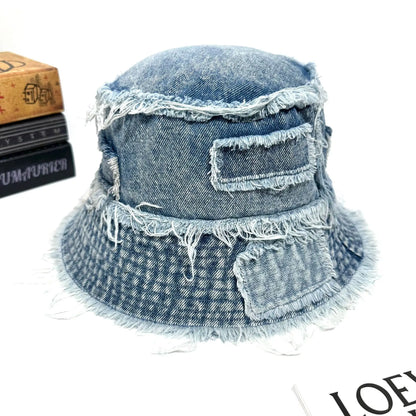 New Autumn Washed Denim Bucket Hat For Women