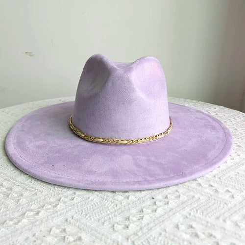 New Free People Rancher Suede Wide Brim Hat Felt Jazz Hat, Classic Church Hat
