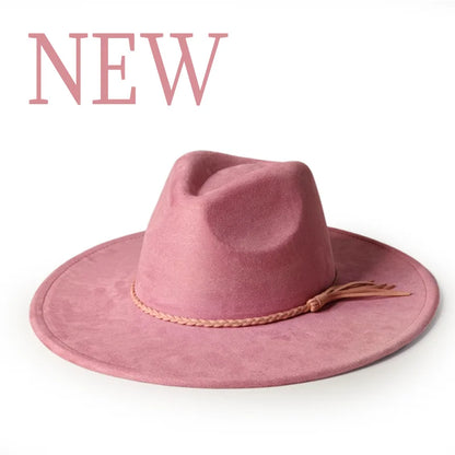 Malachite Green Suede Hat Wide Brim Fedora Hat Men Women Autumn Winter