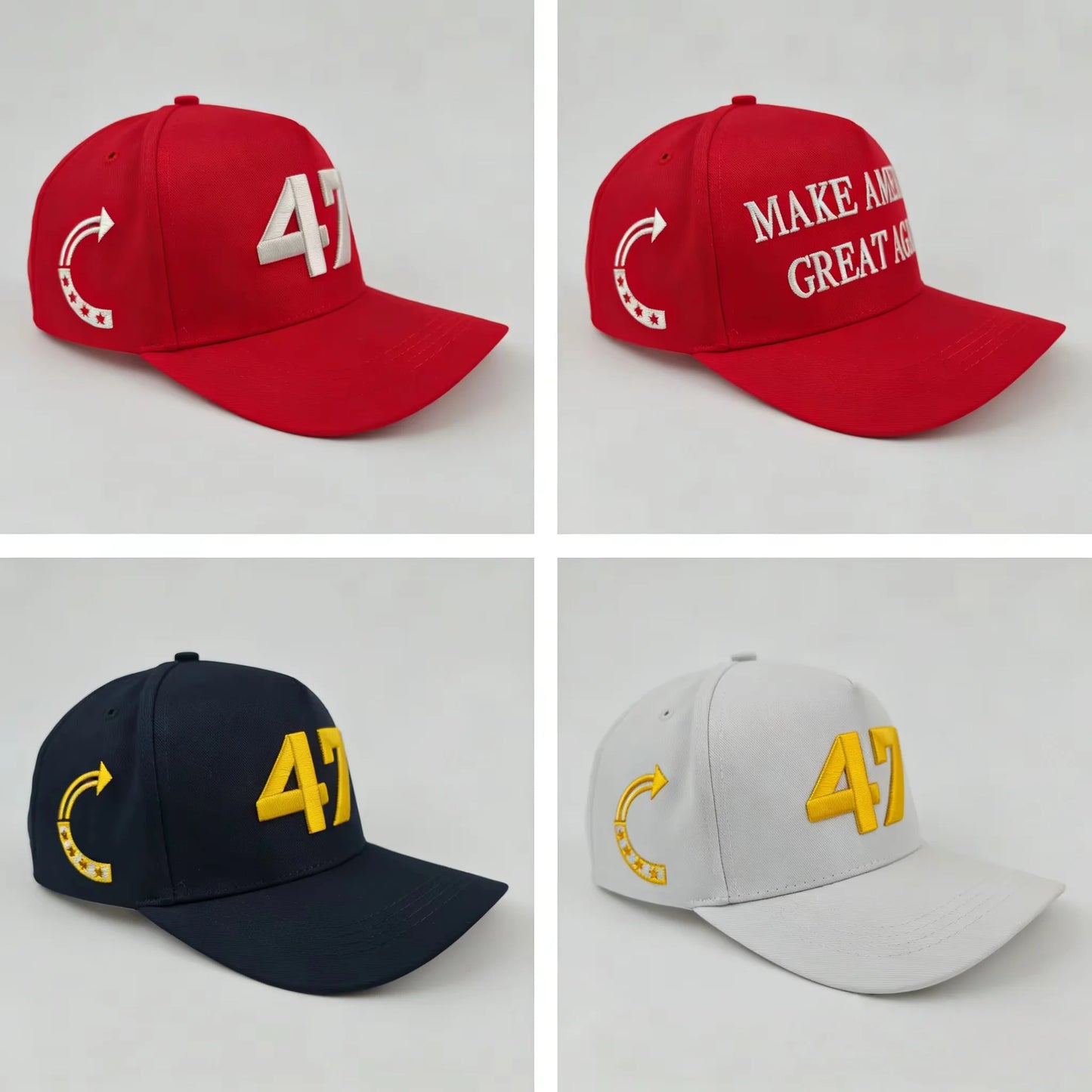 Charlie Kirk Hat Gold Embroidery USA 47 Baseball Cap for Men Women