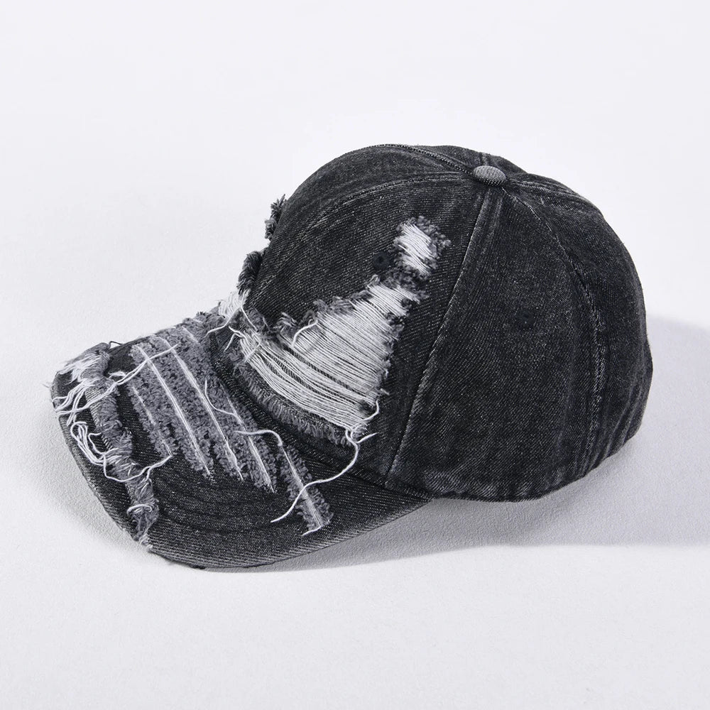 Unisex Denim Baseball Caps Retro Ripped Outdoor Cap