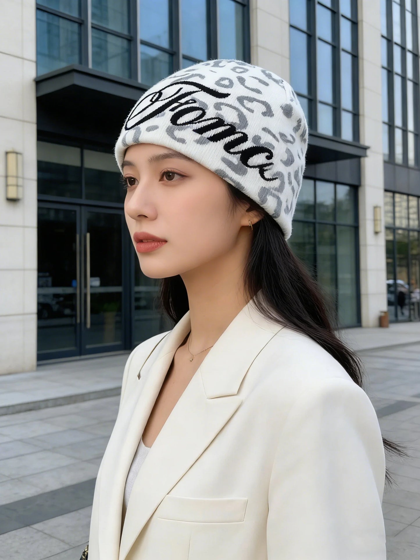 Leopard Print Retro American High Street Knitted Hat