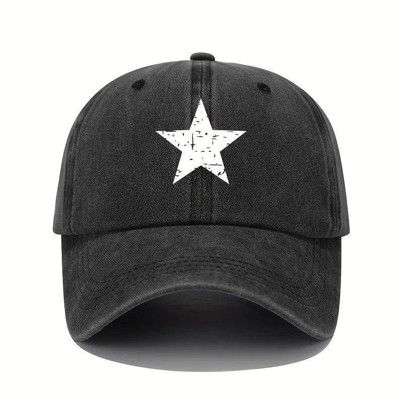 Star Print Baseball Cap Retro Lightweight Washed Cap Women's