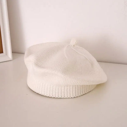 Flower Baby Beret Hat Winter Warm Knitted Beanie Cap