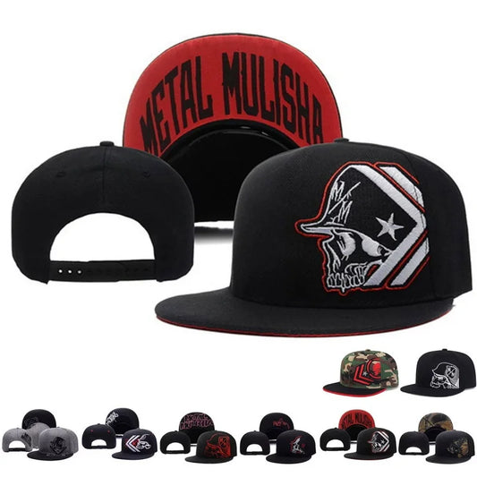 Unisex Skeleton Embroidery Snapback Cap Women Outdoor Sports Flat Hats Men