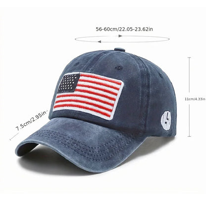 USA Flag Embroidery Baseball Cap Washed Distressed Sports Hat