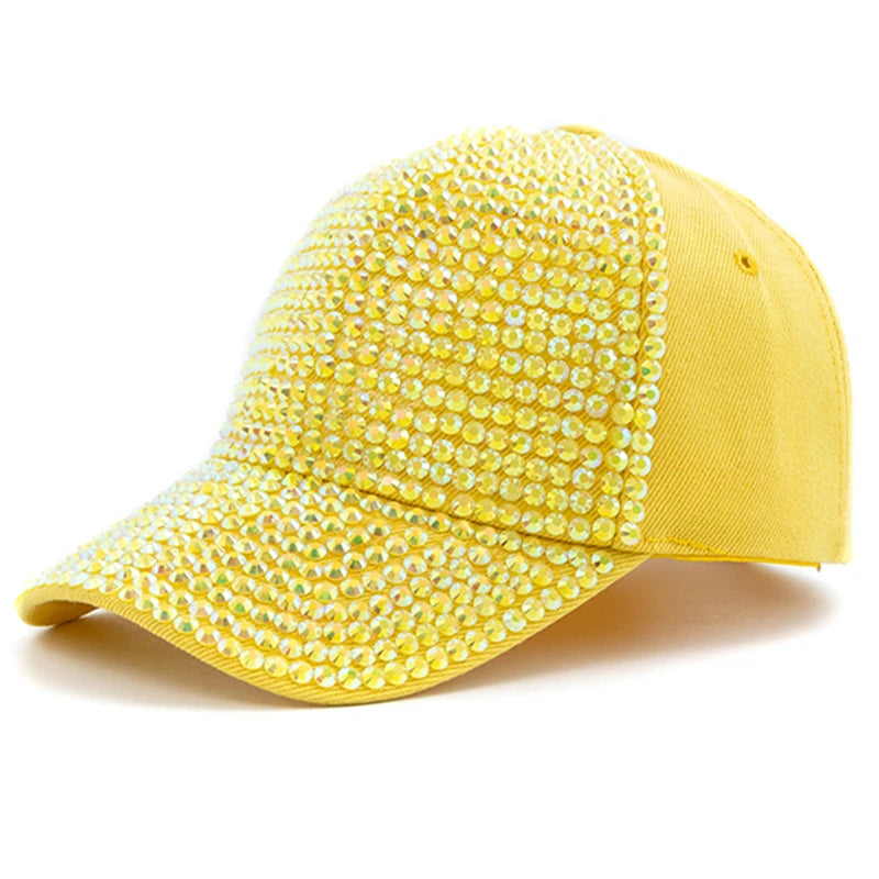 Women Diamond Inlay Cap Simple Plain Baseball Cap Female