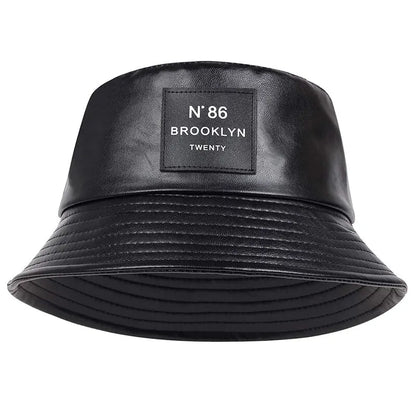 Unisex N86 Label Personality Pu Leather Bucket Hats