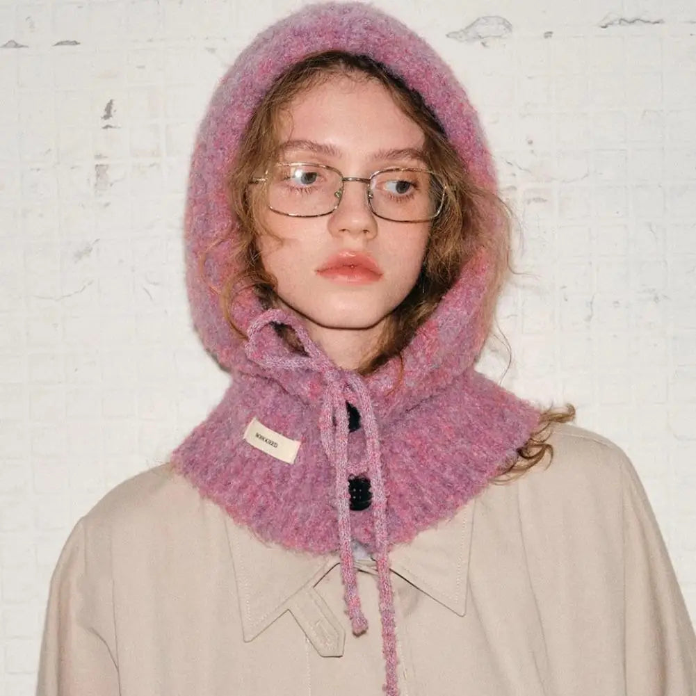 Soft Woolen Head Ears Neck Knitted Hat Winter Fashion Hat