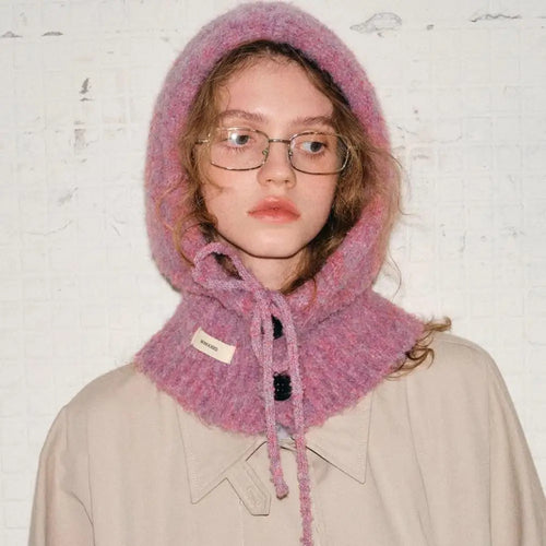 Soft Woolen Head Ears Neck Knitted Hat Winter Fashion Hat
