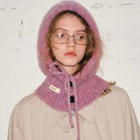 Soft Woolen Head Ears Neck Knitted Hat Winter Fashion Hat