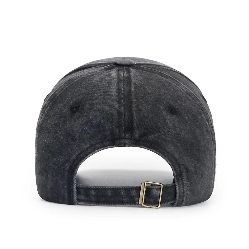 Four Seasons Baseball Cap Casual Wash Embroidered Cap Curved Brim Bowler Sun Hat Vintage distressed