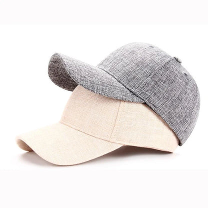 New Big Size Deep Faux Linen Baseball Hats Outdoor