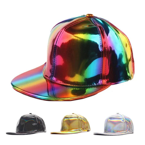 Fashion PU Rainbow Color Changing Baseball Cap