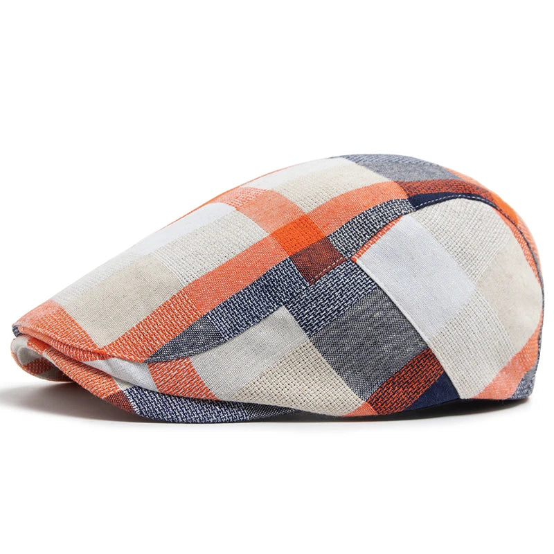 New Multicolor Plaid Beret Women Casual Sun Visor Flat Hat