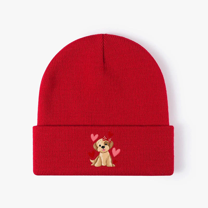 Hearts Knit Beanie Hat Warm Acrylic Skull Cap  Men