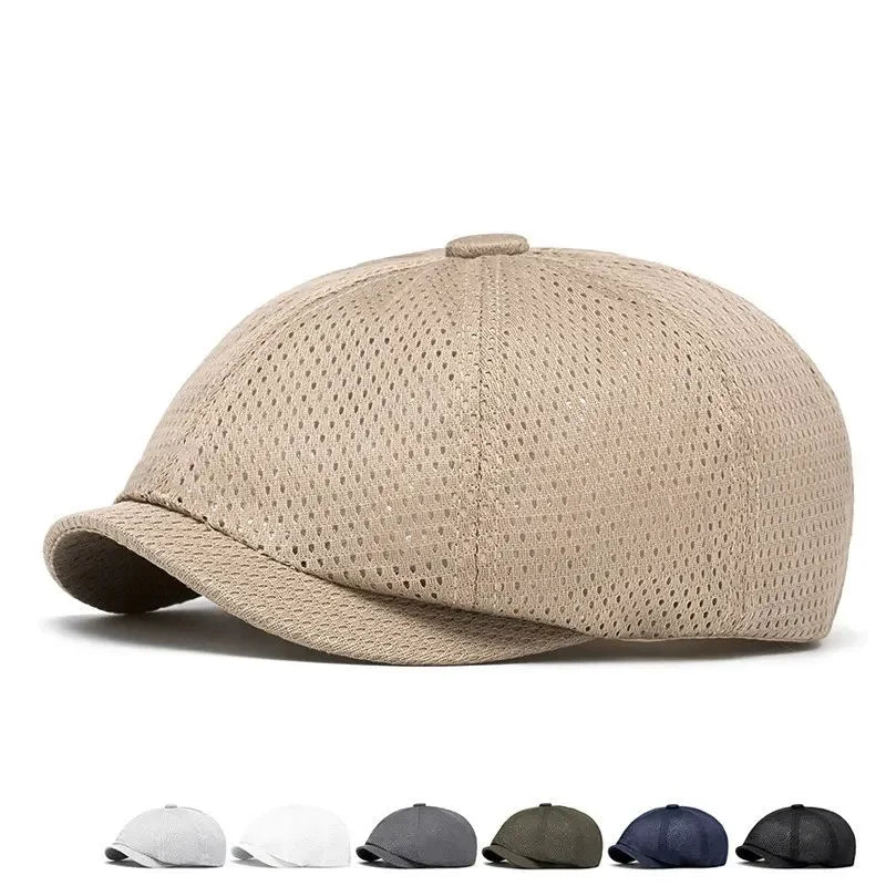 Spring And Summer Cotton Solid Newsboy Caps Flat Peaked Cap