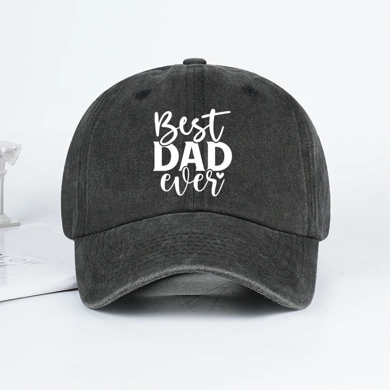 “Best Dad Ever” Printed Vintage Washed Baseball Cap