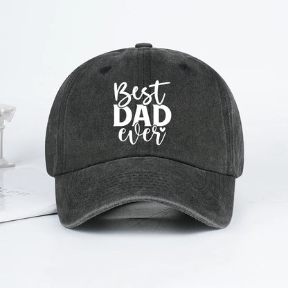 “Best Dad Ever” Printed Vintage Washed Baseball Cap