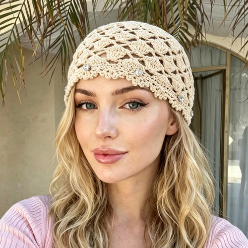 Korean Handmade Crochet Hollowed Out Pullover Hat