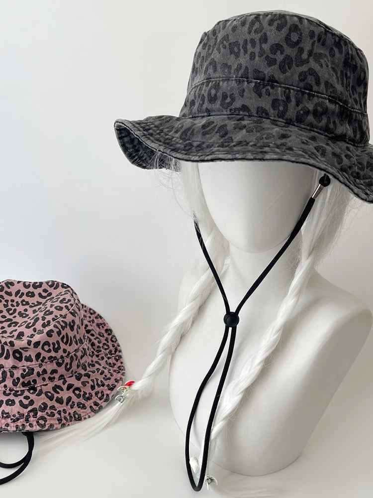 Euro Japanese New Leopard Print Bucket Hat Shade Outdoor