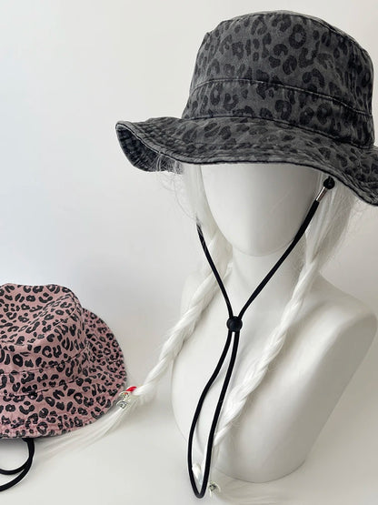 Euro Japanese New Leopard Print Bucket Hat Shade Outdoor